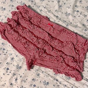 Red gingham ruffle shorts